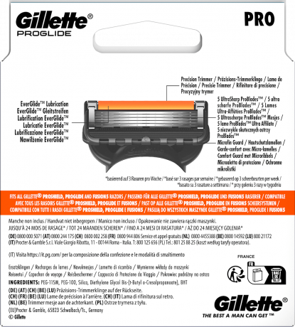 GILLETTE Rasierklingen, ProGlide, 12 St, Джилетт Сменные кассеты ProGlide для мужской бритвы, 12 шт.