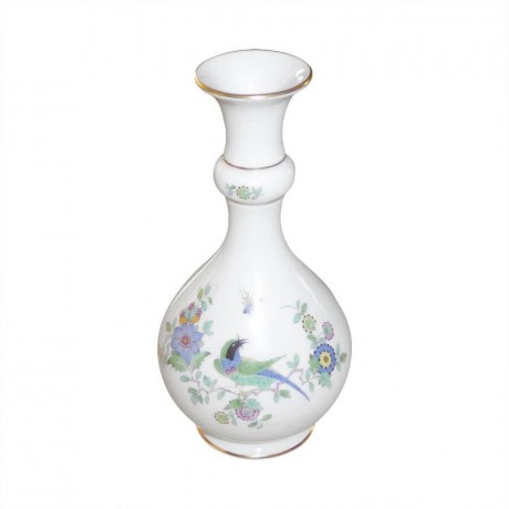 Meissen Meissen 'Neuer Ausschnitt - Indische Fels- Blumen- und Vogelmalerei 125 bunt mit Goldrand' Vase 18 cm Meissen "Новый раздел - Индийский камень, цветы и птицы, роспись 125 красок с золотым ободком" Ваза 18 см