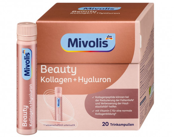 Mivolis Beauty Kollagen + Hyaluron 20stk, Бьюти Коллаген для улучшения кожи в питьевых ампулах, 20 шт