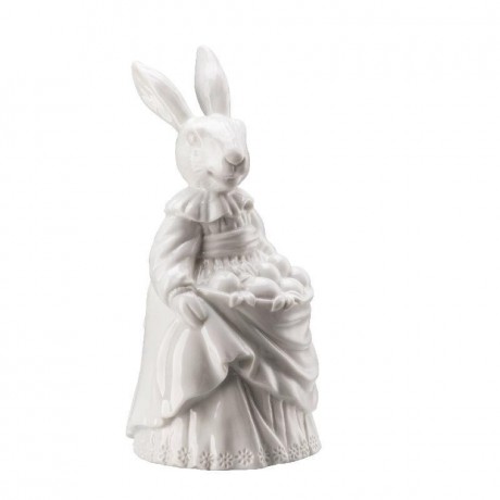 Hutschenreuther Hutschenreuther Hasenfiguren Hasenfrau mit Eiern - weiss glasiert h: 13,3 cm Фигурки кроликов Hutschenreuther женщина-кролик с яйцами - белая глазурь, высота: 13,3 см
