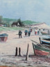 Картина винтажная Im Stil C.Stenton "Пляж Сент-адрес Клода Моне", деревянная рама, 17 х 12 см, Германия, 1960-70гг.