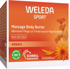 WELEDA Sport Massage Body Butter Arnika, 150 ml, Массажное крем-масло Sport с арникой, ши и какао для ухода после спорта, 150 мл
