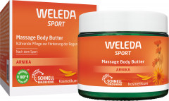 WELEDA Sport Massage Body Butter Arnika, 150 ml, Массажное крем-масло Sport с арникой, ши и какао для ухода после спорта, 150 мл