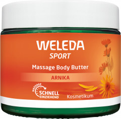 WELEDA Sport Massage Body Butter Arnika, 150 ml, Массажное крем-масло Sport с арникой, ши и какао для ухода после спорта, 150 мл