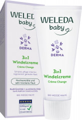WELEDA Derma 3in1 Windelcreme Weisse Malve, 50 ml, Детский крем под подгузник Derma 3 в 1 с белой мальвой без отдушки и спирта, с рождения, 50 мл