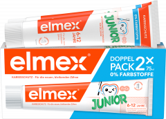 elmex Zahnpasta Kinder Junior 6-12 Jahren (2x75ml), 150 ml, Детская зубная паста Junior для укрепления эмали, 6–12 лет, 2 × 75 мл