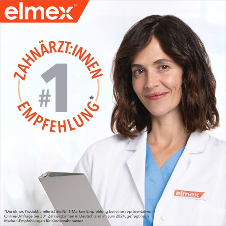 elmex Zahnpasta Kinder Junior 6-12 Jahren (2x75ml), 150 ml, Детская зубная паста Junior для укрепления эмали, 6–12 лет, 2 × 75 мл