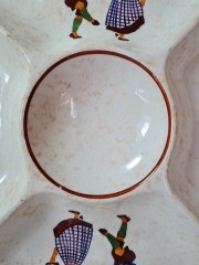 Тарелка-менажница Alpine Peasant Ware с ручками, ручная роспись, 35 см, Германия, 1960-70гг.