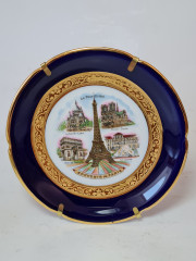 Limoges France Набор тарелок темно-синий фарфор с рисунком и золотым декором, 11,5см / 8см / 6,5 см/ 5,5см, Франция, 1960-70гг.