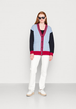 Tommy Hilfiger CABLE MIX CARDIGAN Cardigan moon blue КАРДИГАН CABLE MIX Кардиган лунно-голубой