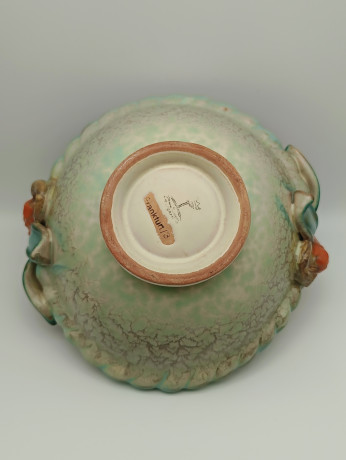 Конфетница винтажная Georgenthal / Коллекция Cherry в виде корзинки с ручкой, керамика, 21 х 20.5 см, Германия, 1970-80гг.