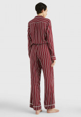 Tommy Hilfiger TONAL LOGO STRIPE Pyjama bottoms stripes rouge ПОЛОСКА С ЛОГОТИПОМ В ТОНАЛЬНУЮ ПОЛОСКУ Пижамные штаны полосатый румянец