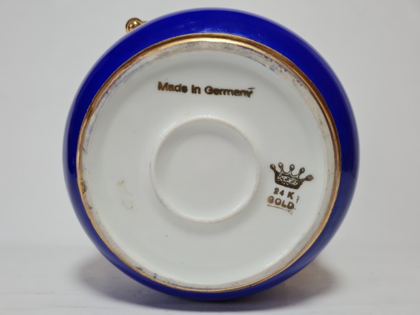 Чаша для бритья винтажная "Голова льва" с обильной позолотой 24 К, 12 x 16 см Германия, 1960-70гг.