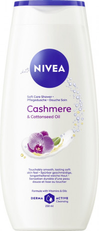 NIVEA Pflegedusche Cashmere & Cottonseed Oil, 250 ml, Нивеа Крем гель для душа с маслом хлопка, аромат орхидеи, витамины C и E, 250 мл