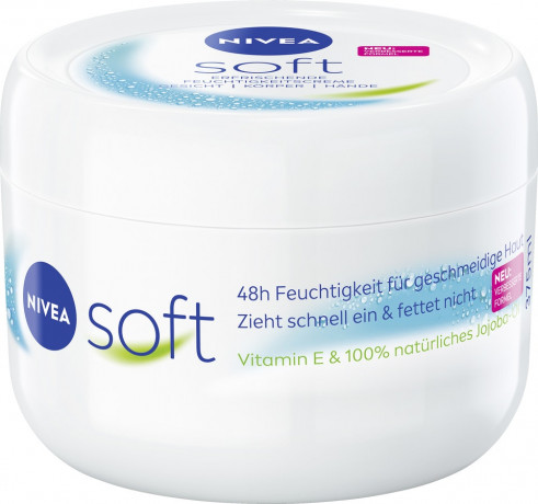 NIVEA Soft Creme, 375 ml, Нивеа Освежающий увлажняющий крем, масло жожоба и витамин E, для лица тела и рук, 375 мл