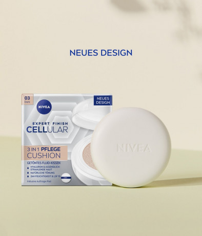 NIVEA Expert Finish Cellular 3in1 Pflege Cushion 03 Dunkel, 15 g, Нивеа кушон SPF 15 гиалуроновая кислота, витамин E, креатин 15 г