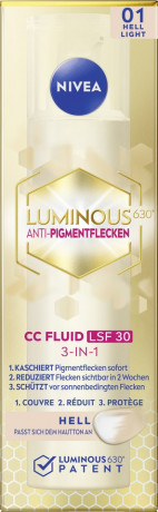 NIVEA CC Fluid Luminous630 Anti-Pigmentflecken LSF 30 Hell, 40 ml, Нивеа CC-флюид для лица, SPF 30, Luminous630, против пигментных пятен, светлый тон, 40 мл