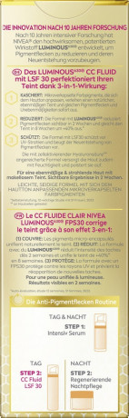 NIVEA CC Fluid Luminous630 Anti-Pigmentflecken LSF 30 Hell, 40 ml, Нивеа CC-флюид для лица, SPF 30, Luminous630, против пигментных пятен, светлый тон, 40 мл