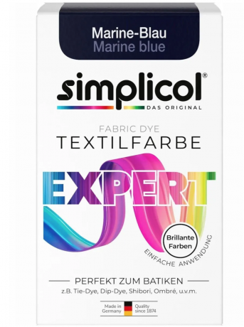 Simplicol Midnight SET: Black 150g+ Marine Blue150g, Текстильная краска для окрашивания тканей (Германия), порошок, насыщенный стойкий цвет, для хлопка, вискозы, льна, шелка и шерсти, оттенки Midnight Black и Marine Blue, Краска для ткани чёрная, интенсив
