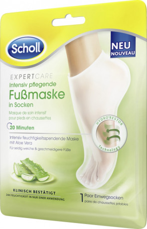 SCHOLL ExpertCare Intensiv pflegende Fussmaske in Socken mit Aloe Vera, 1 St, Шолль Интенсивная маска-носочки для ног с алоэ вера, 1 шт