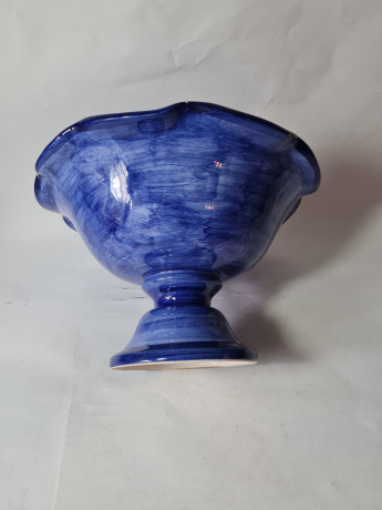 Фруктовница винтажная большая Pintado A Mano Spain, синяя с фруктовым декором, 28 x 18 см, Испания, 1970-80гг.