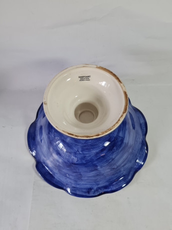 Фруктовница винтажная большая Pintado A Mano Spain, синяя с фруктовым декором, 28 x 18 см, Испания, 1970-80гг.