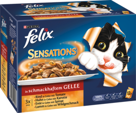 Felix Влажный корм Для кошек, Sensations Fleischauswahl в желе, Multipack 12x100g, 1,2 кг