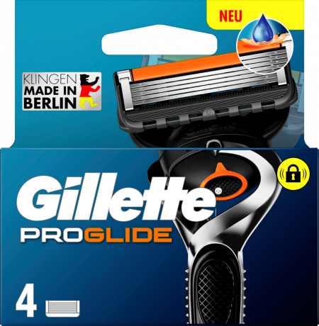 GILLETTE Rasierklingen, ProGlide, 4 St, Джилетт Сменные кассеты ProGlide для мужской бритвы, 4 шт.