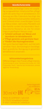 Weleda baby CALENDULA Wundschutzcreme, 30 ml, Детский защитный крем под подгузник с календулой и оксидом цинка, 30 мл