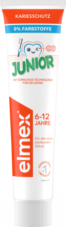 elmex Zahnpasta Kinder Junior, 6-12 Jahren, 75 ml, Детская зубная паста Junior для укрепления эмали и защиты от кариеса, 6–12 лет, 75 мл