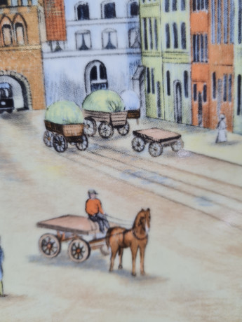 Kaiser Berg Декоративная тарелка с изображением улочек г. Любек, 24 x 3 см, Германия, 1970-80гг.