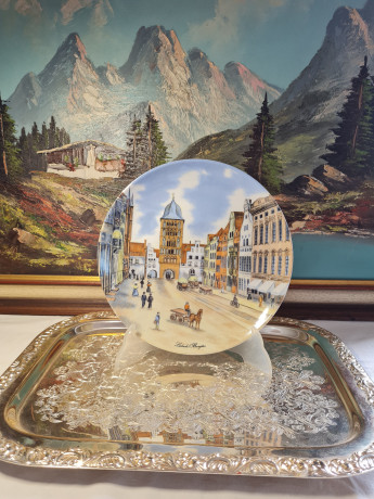 Kaiser Berg Декоративная тарелка с изображением улочек г. Любек, 24 x 3 см, Германия, 1970-80гг.