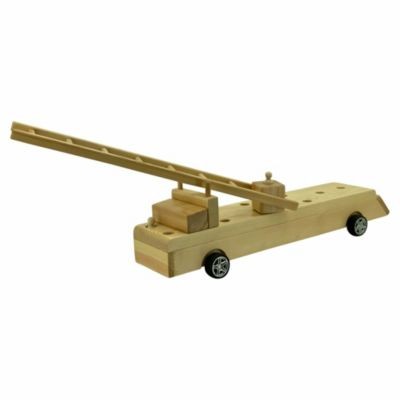 Sweety-Toys Sweety Toys 12398 Feuerwehrauto aus Holz mit Verstellbarer Leiter\/ Rutscher Sweety Toys 12398 Деревянная пожарная машина с регулируемой лестницей/слайдером