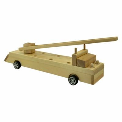Sweety-Toys Sweety Toys 12398 Feuerwehrauto aus Holz mit Verstellbarer Leiter\/ Rutscher Sweety Toys 12398 Деревянная пожарная машина с регулируемой лестницей/слайдером