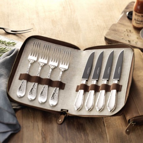 Robbe & Berking Robbe & Berking Martele - 925 Sterling Silber Grillset Frozen Black 8-tlg. Robbe &amp; Berking Martele - Набор для гриля из стерлингового серебра 925 пробы Frozen Black, 8 предметов.