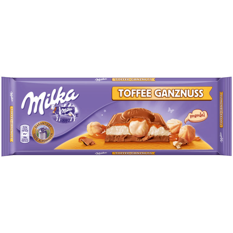 Шоколад Milka Wholenut Caramel молочный с фундуком и карамелью 300г