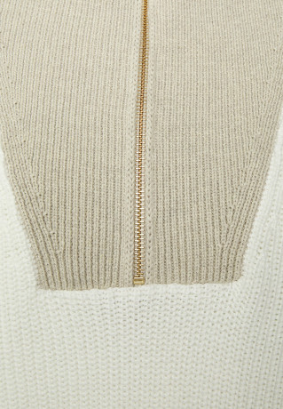 Tommy Hilfiger COLOURBLOCK HALF ZIP Jumper ecru/grey oat COLOR BLOCK HALF ZIP джемперы экрю/серый овсяный