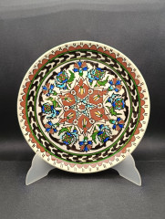 Тарелка декоративная винтажная с традиционным ярким узором, керамика, 22 см, Турция, 1970-80гг.