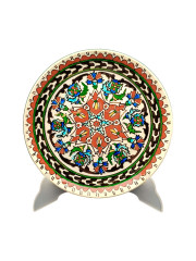 Тарелка декоративная винтажная с традиционным ярким узором, керамика, 22 см, Турция, 1970-80гг.