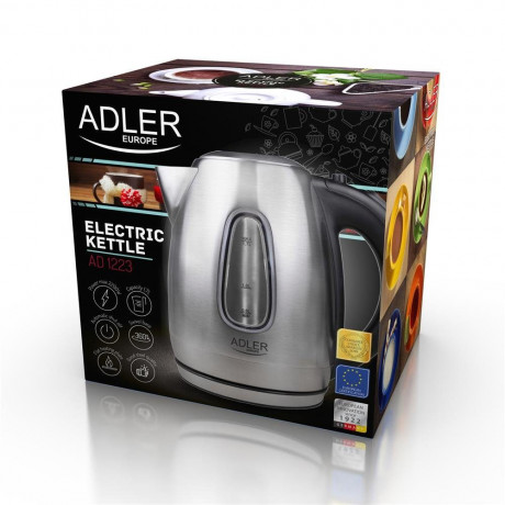 Adler Adler Wasserkocher AD 1223, 1,7 L, 2200 Watt, kabellos, LED-Anzeige, Edelstahl  Чайник Adler AD 1223, 1,7 л, 2200 Вт, беспроводной, светодиодный дисплей, нержавеющая сталь