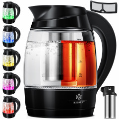 KESSER KESSER Wasserkocher, 1.8 l, 2200 W, 1,8L Edelstahl Wasserkocher 2200W Glaswasserkocher kupfer Чайник KESSER, 1,8 л, 2200 Вт, чайник из нержавеющей стали 1,8 л, стеклянный чайник 2200 Вт
