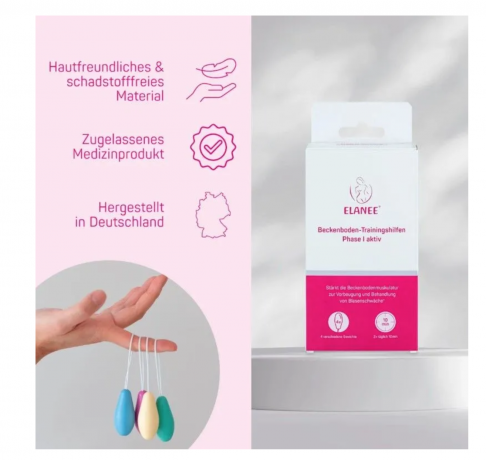 Elanee Beckenboden-Trainingshilfen Phase I aktiv Тренажер для мышц тазового дна, набор 4 шт, упражнения Кегеля, послеродовое восстановление, при недержании мочи, Германия
