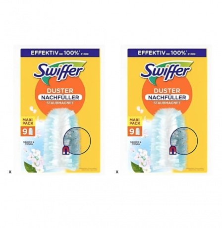 Swiffer Staubmagnet Aroma Clean and fresh 9st x 2packs, С ароматом чистоты и свежести сменные салфетки-насадки для ручки, 9 шт x 2уп