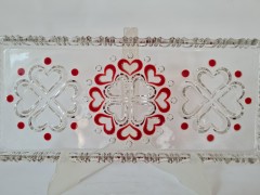 Блюдо винтажное "Красные сердечки" для закусок, прямоуг., 33.5 x 15 см, Германия, 1960-70гг.