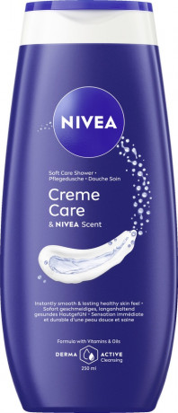 NIVEA Pflegedusche Creme Care, 250 ml, Нивеа Крем гель для душа с классическим ароматом NIVEA, миндальное и виноградное масло, витамины C и E, 250 мл