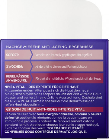 NIVEA Anti-Falten Intensiv Nachtpflege, 50 ml, Нивеа ночной крем пантенол, масло ши, аргановое масло против морщин 50 мл