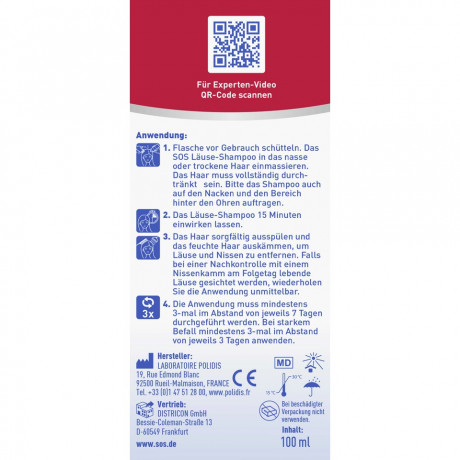 SOS Lause-Shampoo, 100 ml, SOS Шампунь от вшей, с натуральным действующим веществом, без химических инсектицидов, 100 мл