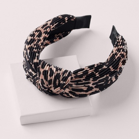 The Hair Edit Leopard Print Pleated Headband  Плиссированная повязка на голову с леопардовым принтом