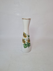 Ваза винтажная  Schumann Arzberg Bavaria, белый фафор с декором и позолоченным ободком &quot;Подсолнечники&quot;, 26 x 7,5 см / 5,5 см, Германия, 1960-70гг.