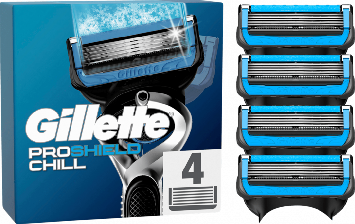GILLETTE Rasierklingen, ProShield Chill, 4 St, Джилетт Сменные кассеты ProShield Chill с охлаждающим эффектом, 4 шт.